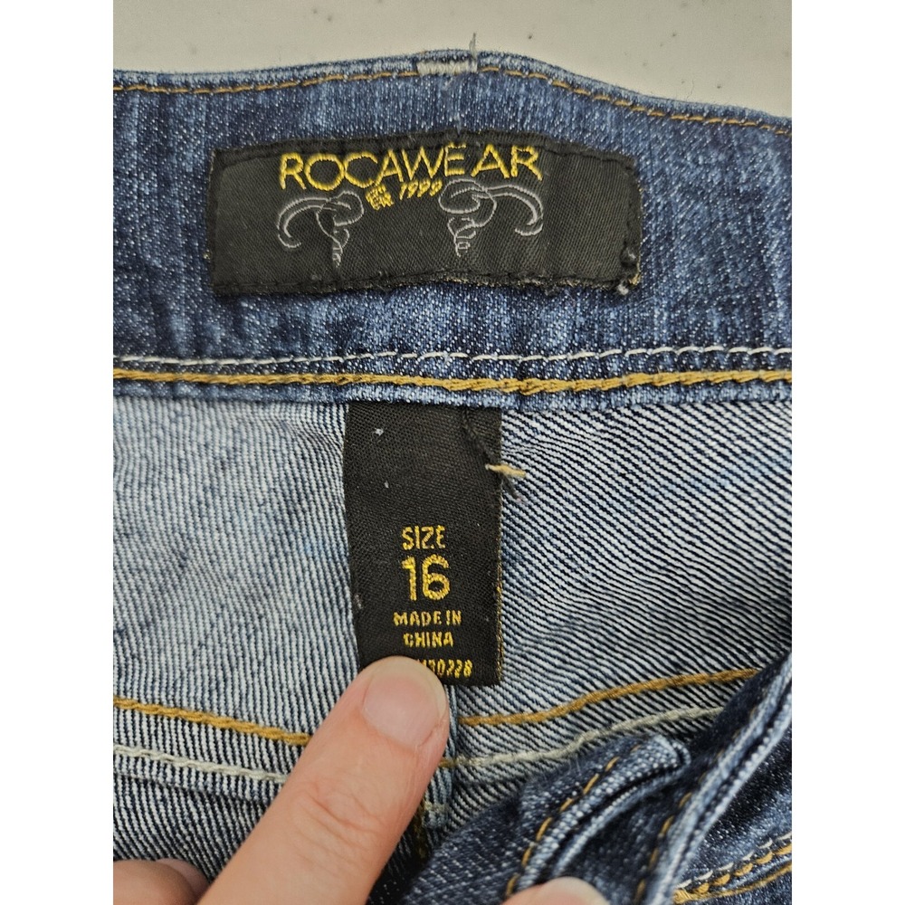 Rocawear Jeans‎ Women 16 Blue Hannah Skinny Leg Studded Dark Wash Embroidered - Picture 5 of 11